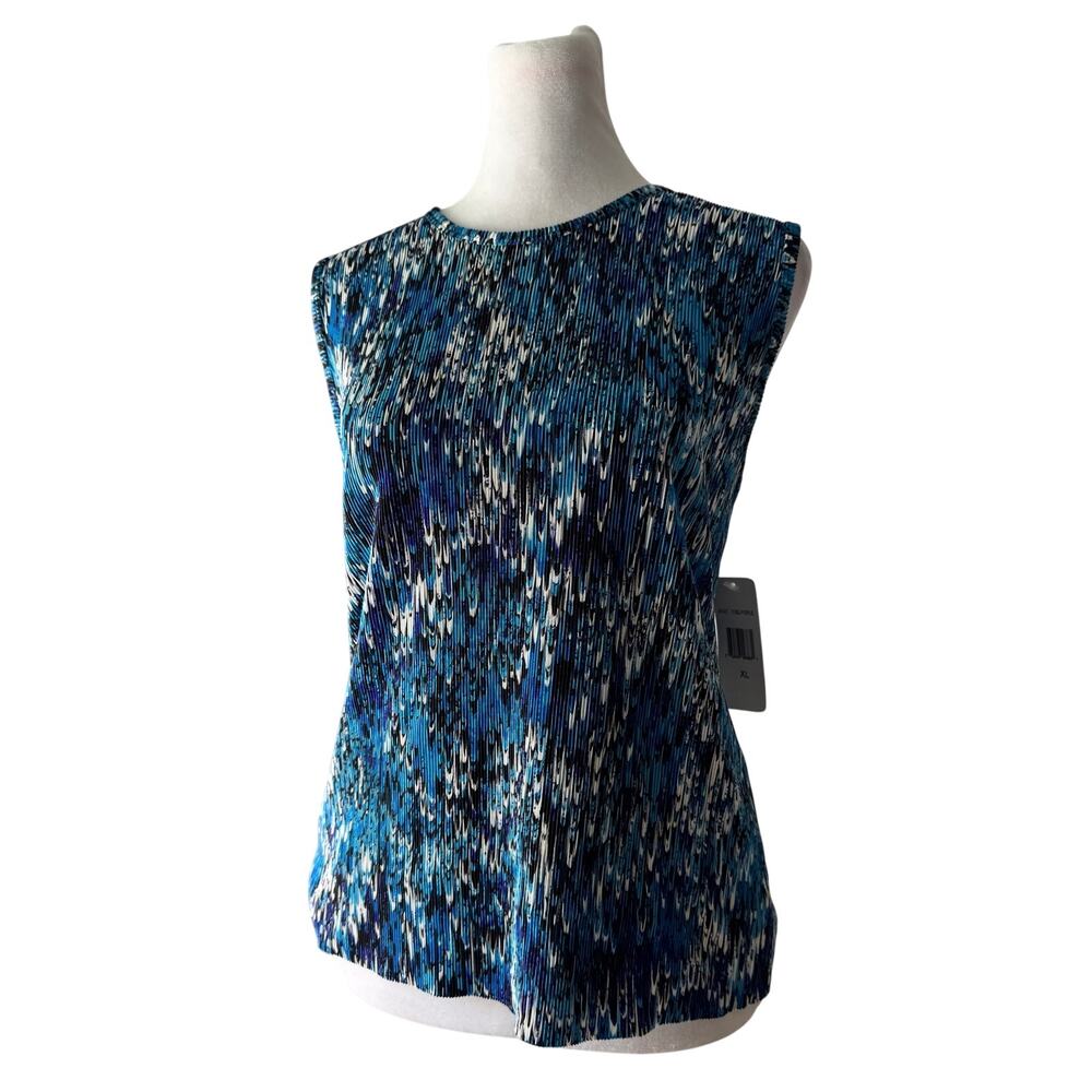 NWT Vintage Y2K Plisse Multicolored Crinkle Stretch Tank Top